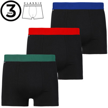 Pánské klasické boxerky s barevnými gumičkami 3-pack MULTI-COLOURED